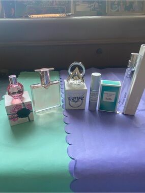 Lancome Perfume Bottle Set with Pink and Clear Bottles